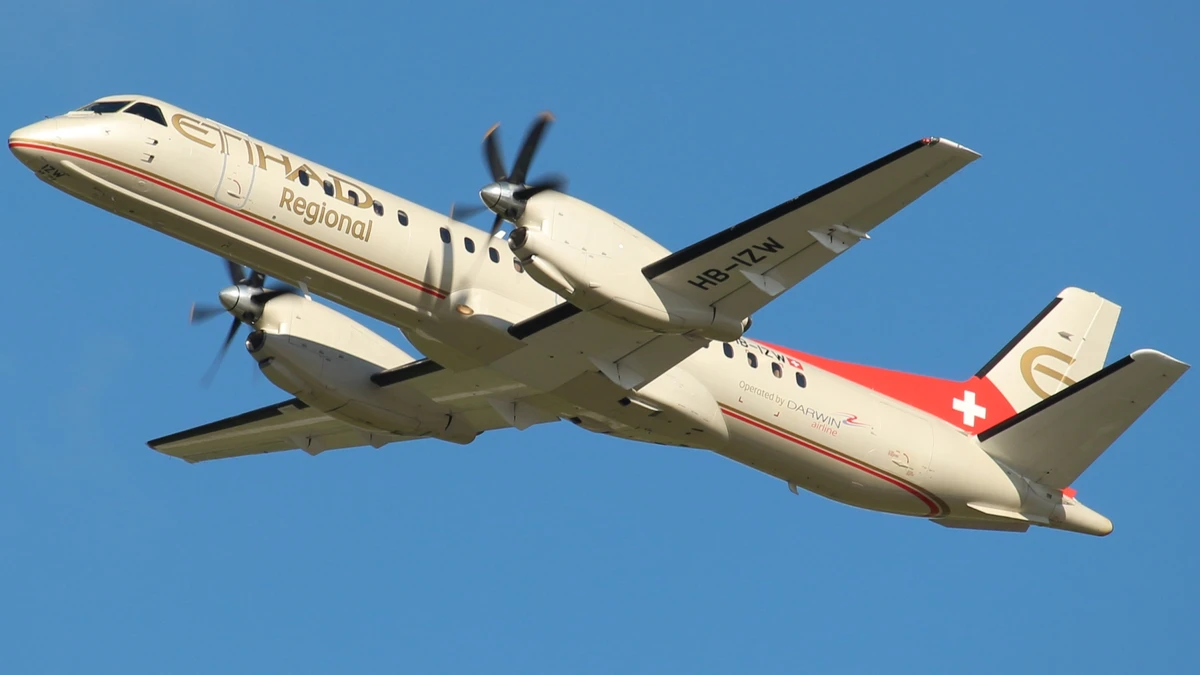 Foto schema e livrea ufficiale del modello di aereo Saab 2000